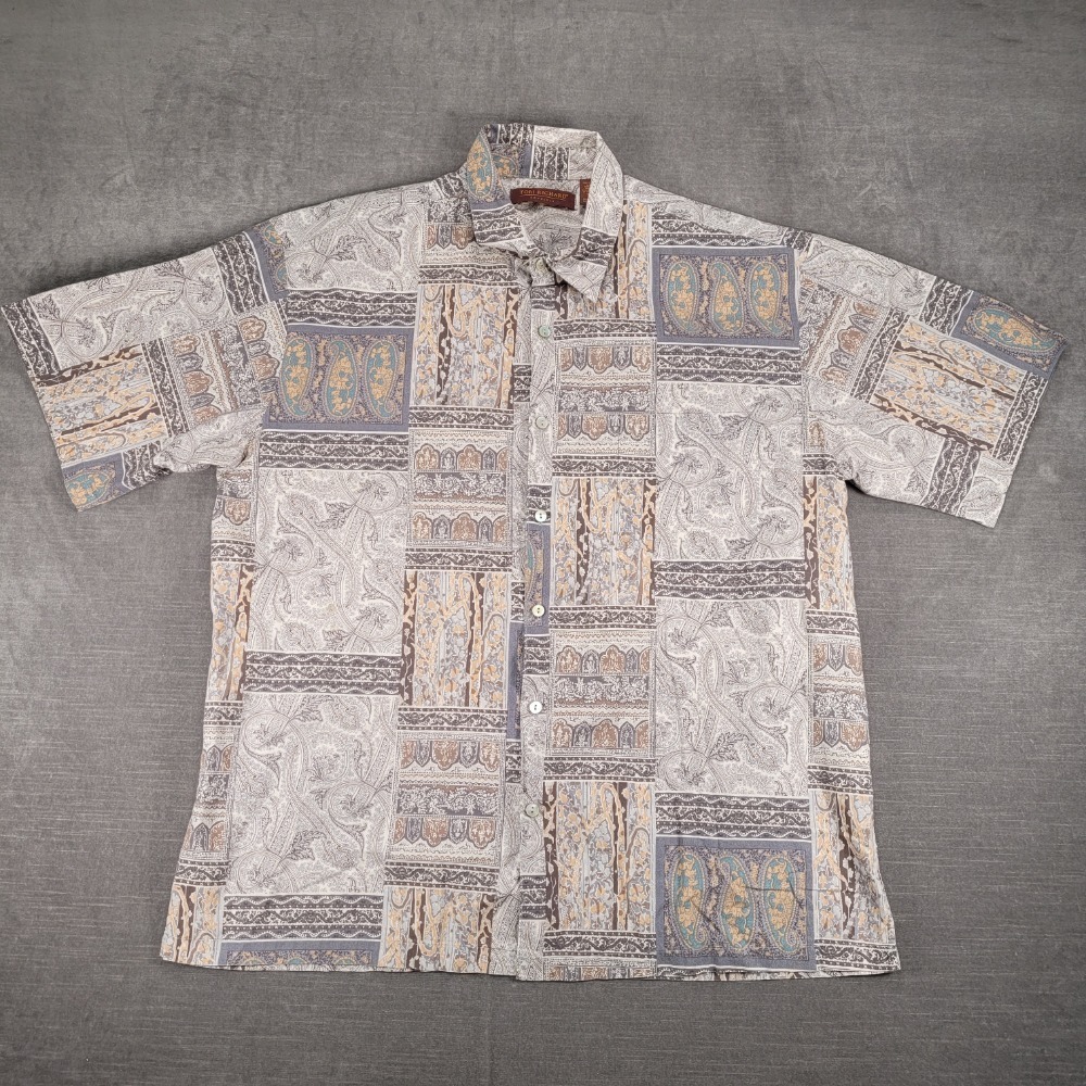 Tori Richard Honolulu Button Up Hawaiian Shirt Paisley‎ Print Short Sleeve XL
